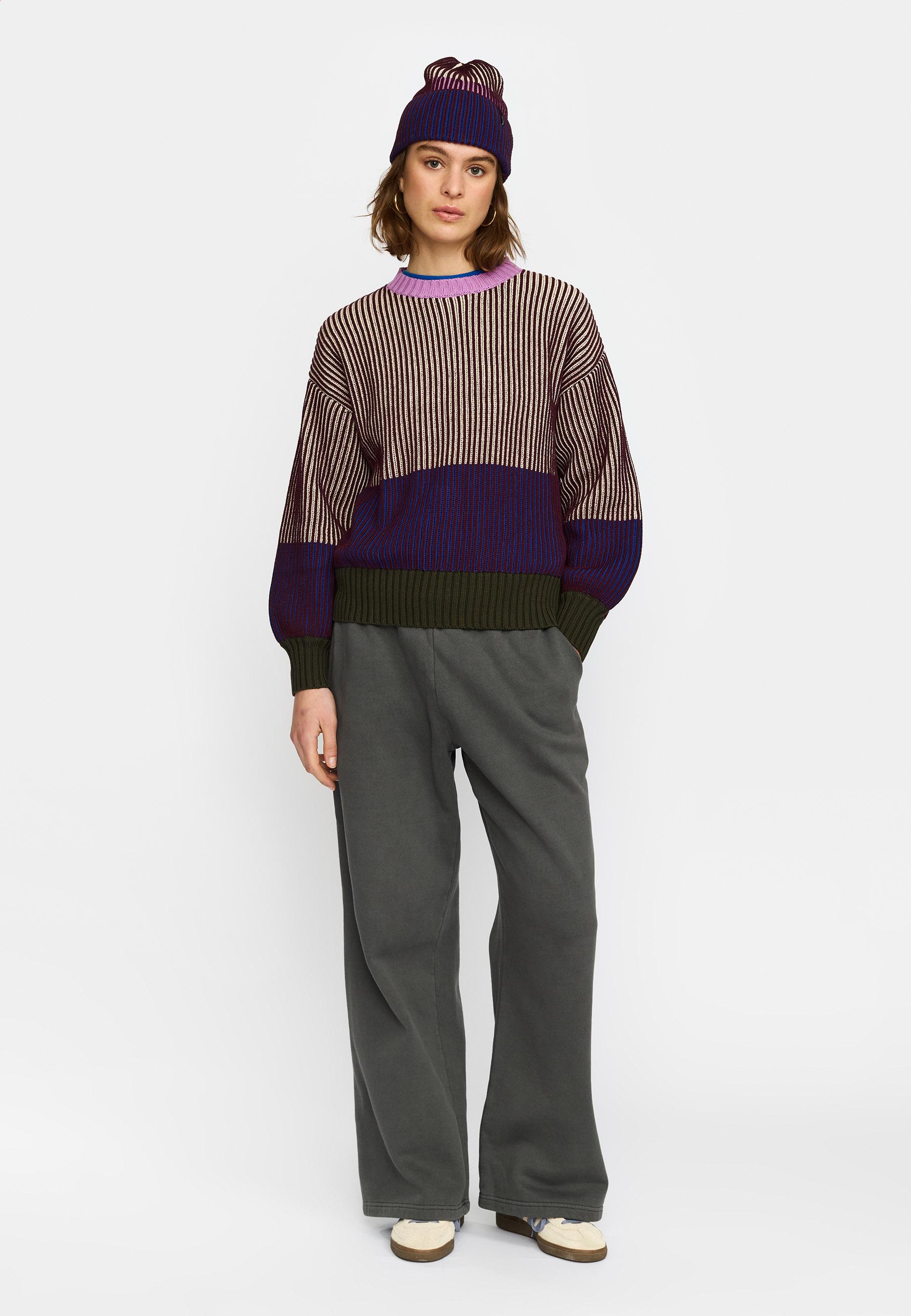 Selfhood Rib Block Knit BBurgundy Damen Strick Pullover burgunder